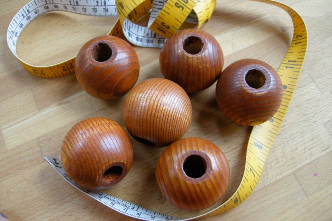 Extra Large Wooden Beads 6 PCS Etsy