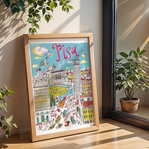 Pisa Italy Watercolor Print: Leaning Tower Travel Poster (Digital Download)