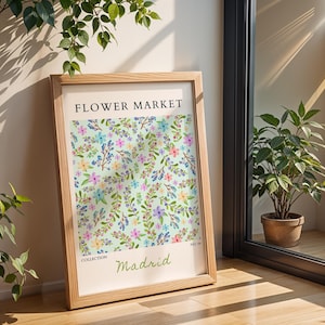 Vintage Flower Market Botanical Print: Cottagecore Floral Wall Art (Digital Download
