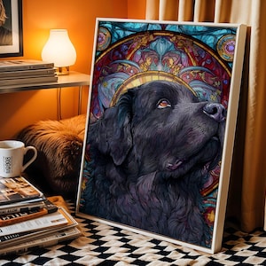 Black Labrador Wall Art Print – Colorful Stained Glass Style Dog Portrait, Boho Pet Illustration, Vibrant Digital Download 15