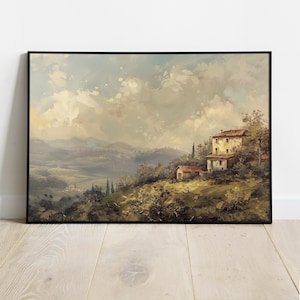 Tuscany Landscape Print: Italian Countryside Farmhouse Wall Art (Digital Download)