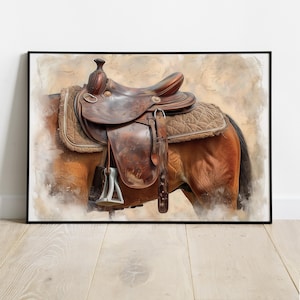 Vintage Equestrian Saddle Print: Rustic English Horse Decor (Digital Download)