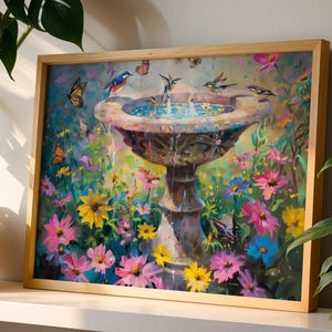 Spring Garden Art Print: Cottagecore Floral Oil Painting (Digital Download