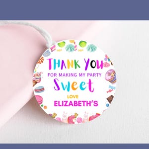 Editable Round Sweets thank you tags,Sweets thank you tags,Sweets Favor Tag,Round Candy thank you tags, Candy Favor Tag