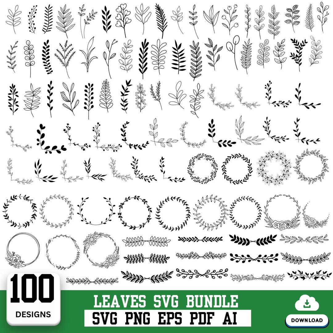 Floral Wreath SVG Bundle Wedding Circle Frame, Instant Download Clipart ...