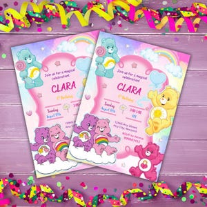Care Bears Birthday Invitation,Printable Editable Birthday Party Invite,digital Party Invitation template,Care Bears Invitation Card