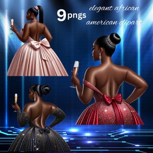 9 PNG clipart de mulher afro-americana Modelos de moda negra Gráficos de garotas elegantes Download digital Garota negra png Mulheres negras elegantes