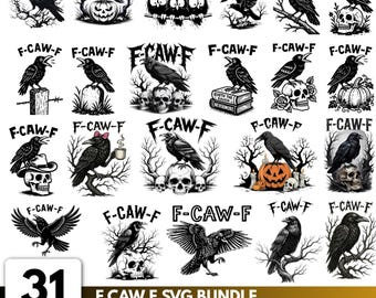 Divertente corvo e gallo SVG: disegni artistici di uccelli gotici (download digitale)