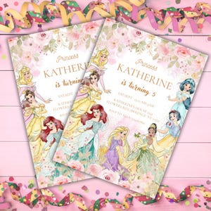 Princess Birthday Invitation Template,Editable Watercolor Princess Party Invite,Personalized 3rd Birthday Printable,Instant Download