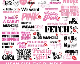 Sassy SVG バンドル、Mean Girls Inspired、女の子の名言集（デジタルファイル）