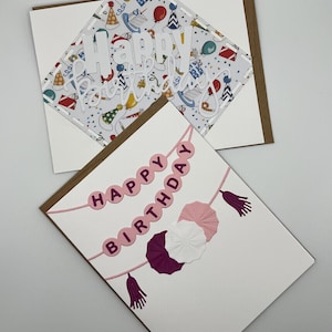 Set di biglietti di auguri di buon compleanno, fatti a mano, pezzi unici