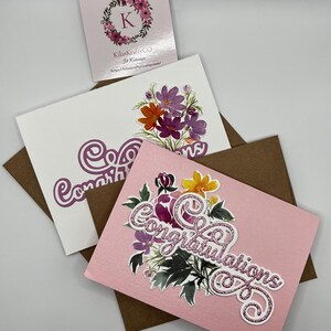 Juego de 2 tarjetas de felicitación de felicitación hechas a mano