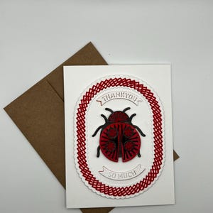 Biglietto di auguri di ringraziamento fatto a mano e ricamato