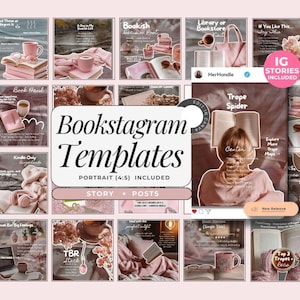 Bookstagram Template Instagram Post Story Author Marketing Canva Book Review Template Booktok Trope Cozy Pink Aesthetic Bookish SocialMedia