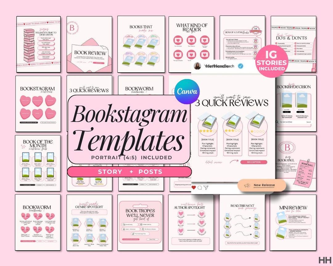 Bookstagram Template Instagram Post Story Author Marketing Canva Book ...