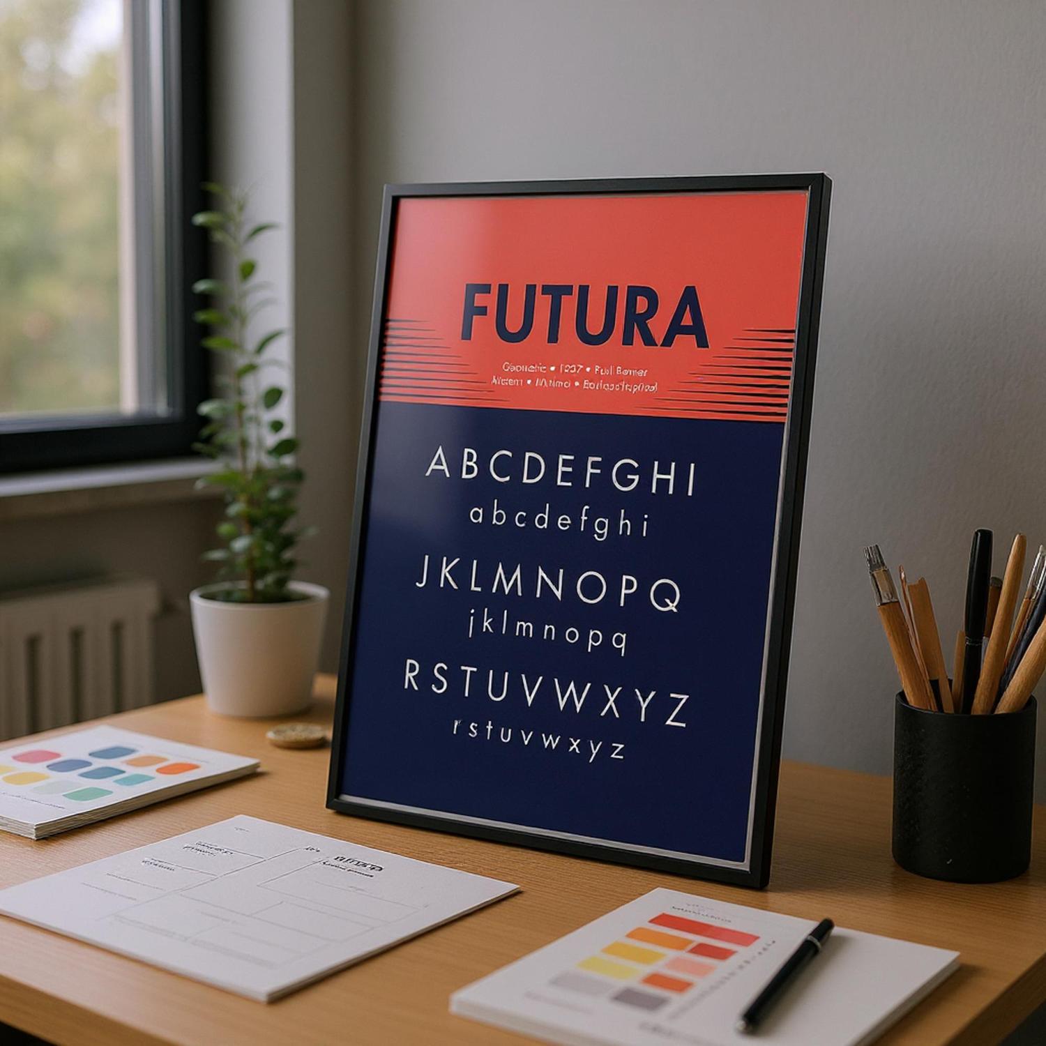 Bauhaus Futura Alphabet Poster: Modernist Red \u0026 Blue Font Art - Etsy, image size:1500x1500