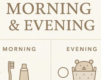Kids Routine Chart Printable – Morning & Evening Schedule for Toddlers – Visual + Blank Daily Checklist – Montessori Calm Routine