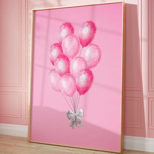 Pink Watercolour Balloons Printable | Digital Wall Art | Instant Download | Feminine Birthday Decor | Nursery Art