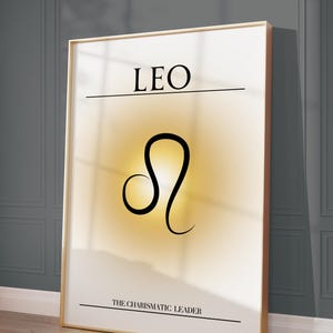 Gold Leo Zodiac Art Print: Astrology Poster (Digital Download PNG Files)