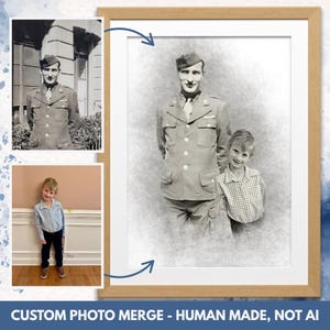Add Loved One to Photo, Combine Merge Photos, Custom Portrait, Memorial Gift for Mom Dad Parent Grandparent, Passed Away Deceased Family Art