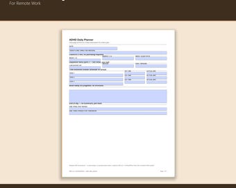 ADHD Daily Planner Printable for Remote Work | Time Blocking, Focus Ritual, WFH Structure, PDF
