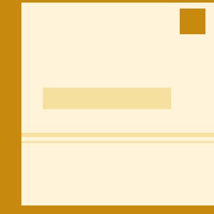 May include: A minimalist design with a cream background, a mustard-yellow border on the left, and a small square in the top right. A horizontal rectangle and two thin lines in a lighter yellow shade are also visible.