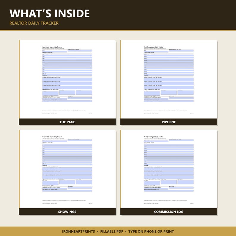 Realtor Daily Planner Printable PDF | Real Estate Agent Lead Tracker, Showing Schedule & Commission Log for Realtors image 3
