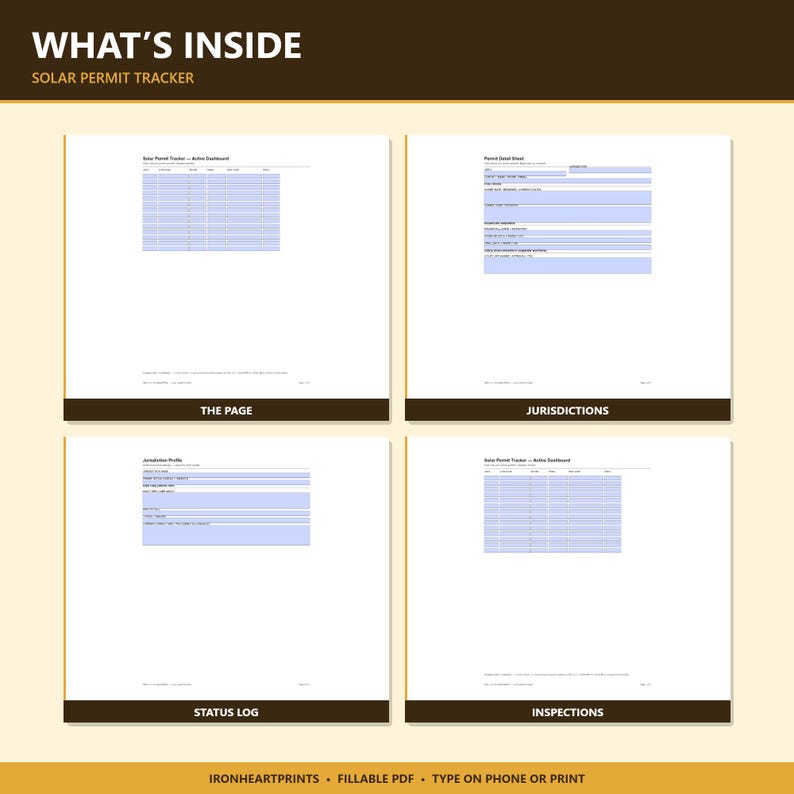 Renovation Permit Tracker Printable PDF | Home Improvement Permit Log, Multi-Jurisdiction, Submit Dates, Approval Status image 6