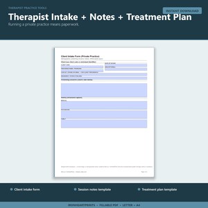 Therapy Progress Notes Bundle | Fillable SOAP Notes, Client Intake Form, Treatment Plan for LPC LCSW Private Practice image 2