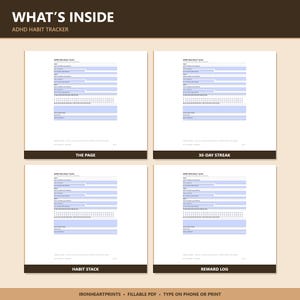 ADHD Habit Tracker Printable PDF | 30 Day Streak Planner, Tiny Habits, Dopamine Reward, Fillable Adult ADHD Habit image 3