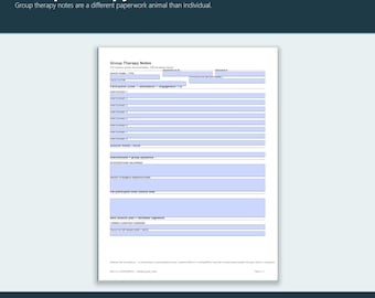 Plantilla de notas de terapia grupal / Registro de sesión en PDF rellenable para LCSW LPC / Documentación clínica, seguimiento de participantes, formulario de asesoramiento