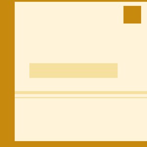May include: Abstract geometric design with a cream background, a mustard-coloured border on the left, and a square in the top right. A horizontal rectangle and two parallel lines are also present.