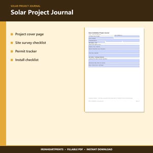 Construction Project Journal Printable PDF | Site Inspection, Permit Tracker, Install Log for Contractors image 8