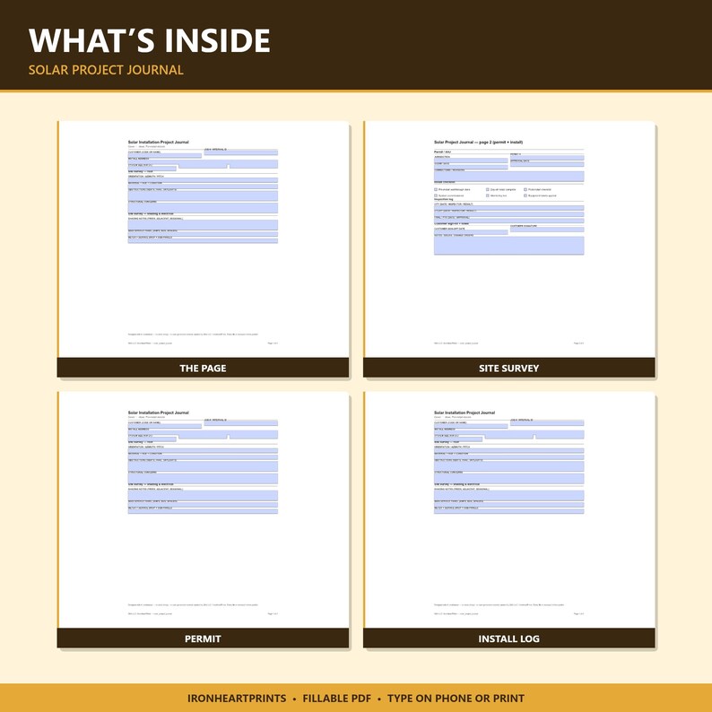 Construction Project Journal Printable PDF | Site Inspection, Permit Tracker, Install Log for Contractors image 6