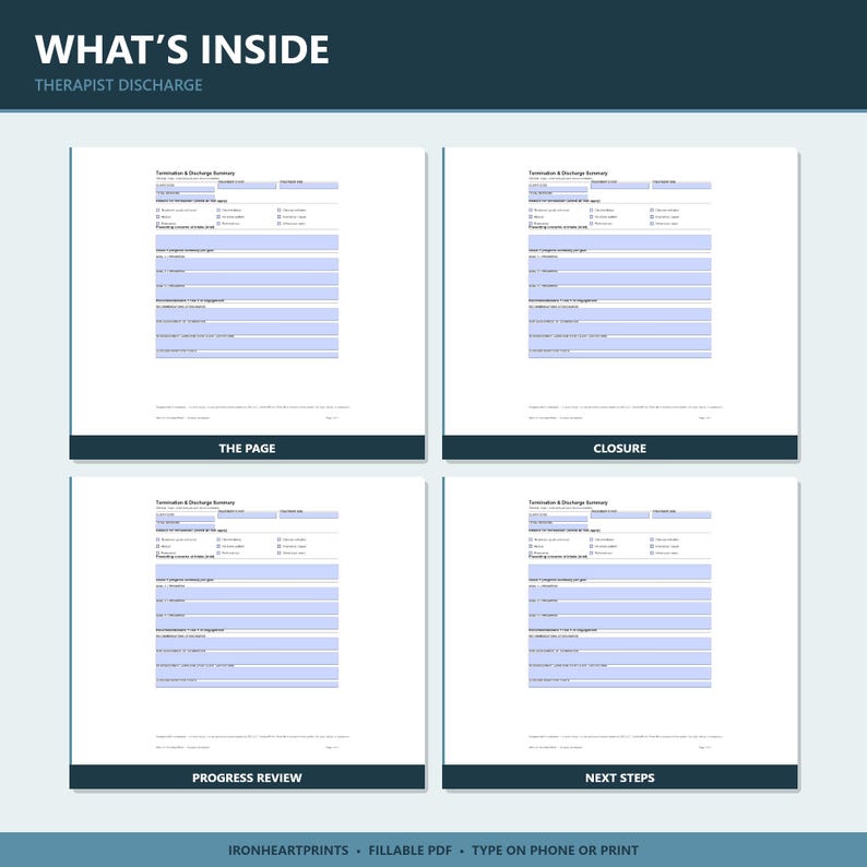 Therapy Termination Form Printable PDF | LCSW LPC Discharge Summary, Counseling Closure Note, Private Practice Documentation image 9