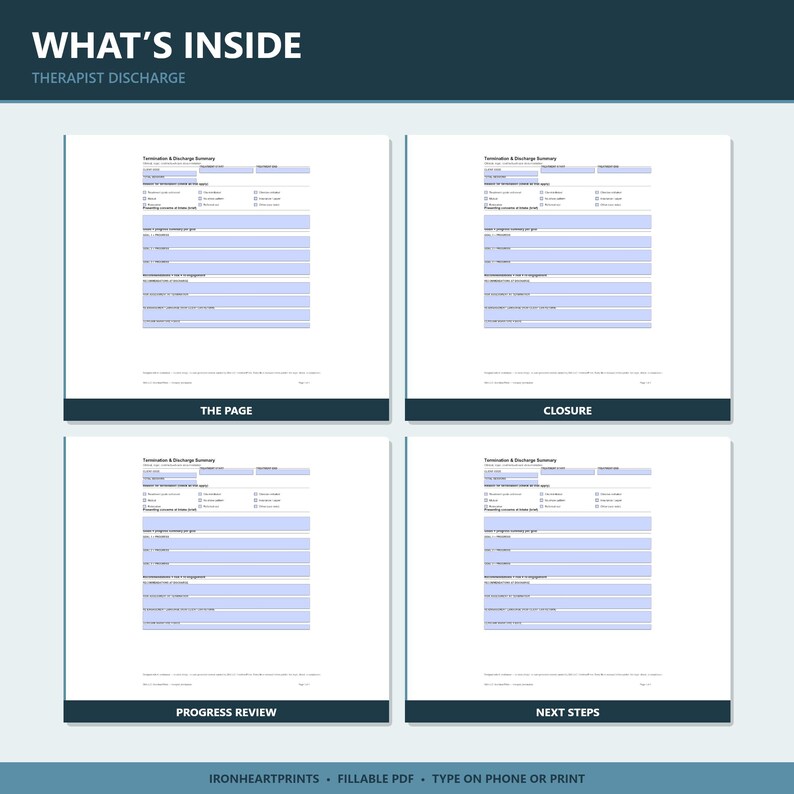 Therapy Termination Form Printable PDF | LCSW LPC Discharge Summary, Counseling Closure Note, Private Practice Documentation image 3