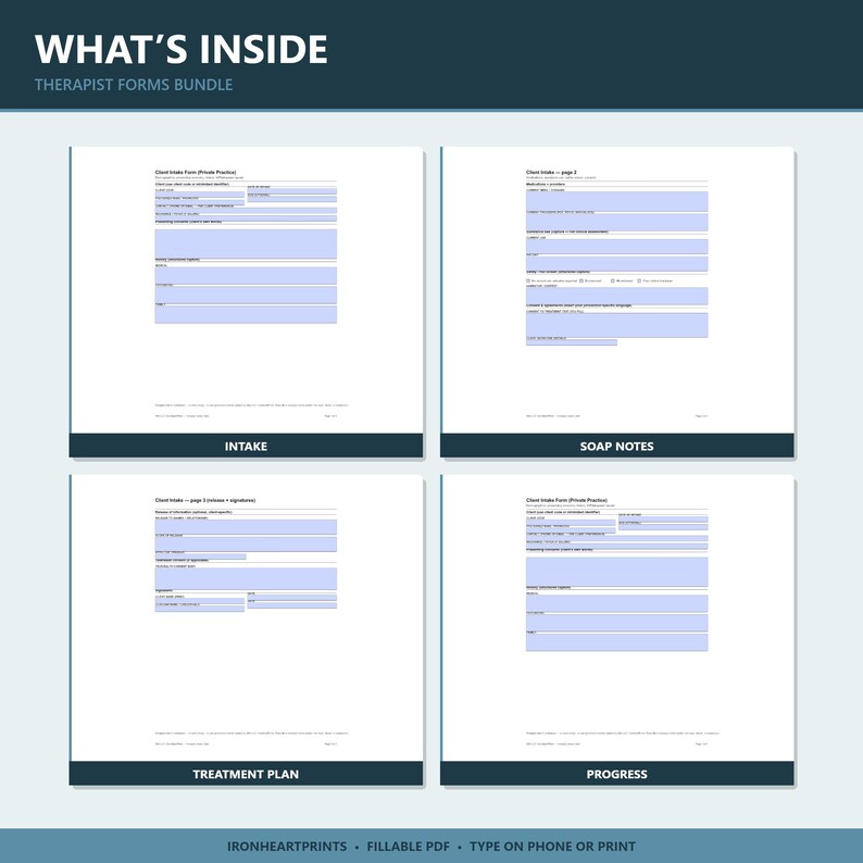 Therapy Progress Notes Bundle | Fillable SOAP Notes, Client Intake Form, Treatment Plan for LPC LCSW Private Practice image 6