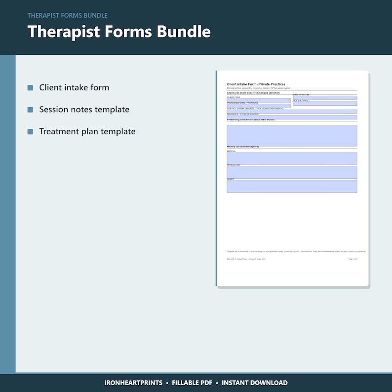 Therapy Progress Notes Bundle | Fillable SOAP Notes, Client Intake Form, Treatment Plan for LPC LCSW Private Practice image 7