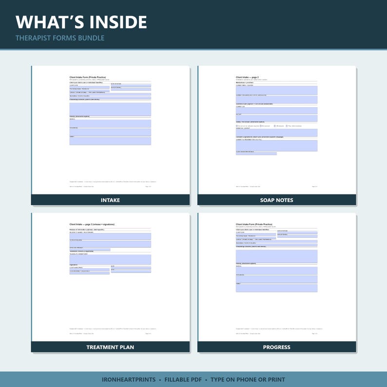 Therapy Progress Notes Bundle | Fillable SOAP Notes, Client Intake Form, Treatment Plan for LPC LCSW Private Practice image 9