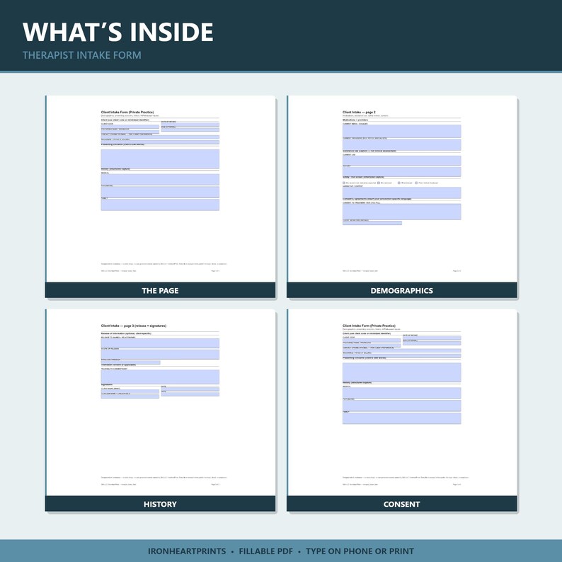 Invulbare pdf-invulformulier therapeut | LPC LCSW Intakesjabloon privépraktijk | Afdrukbaar adviespapier afbeelding 9