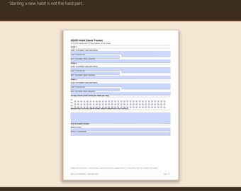 ADHD Habit Tracker Printable PDF | 30 Day Streak Planner, Tiny Habits, Dopamine Reward, Fillable Adult ADHD Habit