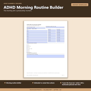 2026 ADHD Morning Routine Printable PDF | Time Blindness Checklist, Fillable Daily Routine for Adults image 1