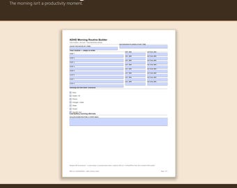 2026 ADHD Morning Routine Printable PDF | Time Blindness Checklist, Fillable Daily Routine for Adults