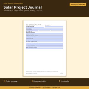 Construction Project Journal Printable PDF | Site Inspection, Permit Tracker, Install Log for Contractors image 2