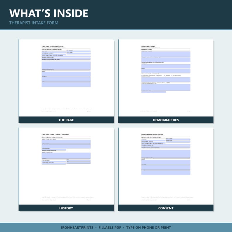 Invulbare pdf-invulformulier therapeut | LPC LCSW Intakesjabloon privépraktijk | Afdrukbaar adviespapier afbeelding 3