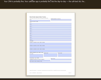 Realtor Daily Planner Printable PDF | Real Estate Agent Lead Tracker, Showing Schedule & Commission Log for Realtors