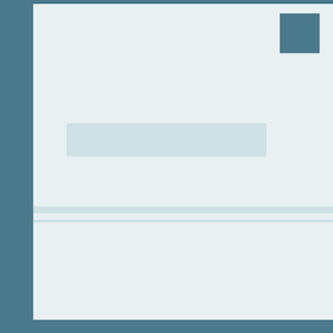 Puede incluir: Diseño abstracto minimalista con un rectángulo azul claro, una barra horizontal azul claro y dos líneas finas azul claro. Un pequeño cuadrado azul oscuro está en la esquina superior derecha. El fondo es blanco con un borde turquesa.