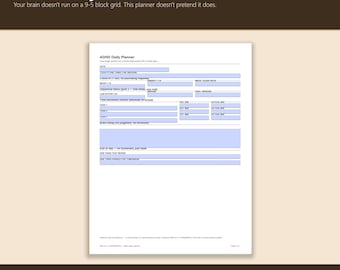 2026 ADHD Daily Planner Printable PDF | Executive Function, Time Blindness, Dopamine Menu, Fillable Adult ADHD