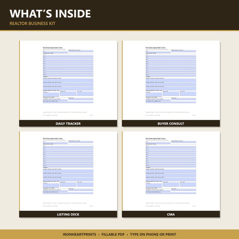 Realtor Planner Printable PDF | Real Estate Agent Business Kit — Daily Tracker, Buyer Consult, Listing Presentation & Commission Log image 6