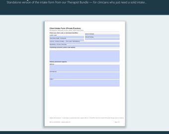 Formulario de admisión para terapeutas (PDF rellenable) / Plantilla de admisión de clientes para consultorios privados (LPC/LCSW) / Documentación de asesoramiento (imprimible)